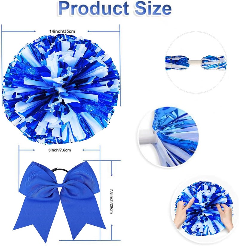 Hlonon 2 Pcs Cheerleading Pom Poms and Large Cheerleader Sports Dance Cheer Plastic Pom Poms Cheering for Sports Team Spirit Cheer - Image 2
